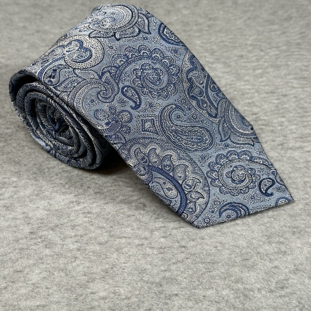 HASPEL 100% Silk Blue Paisley Classic Men's Tie 57 X 3.25 in